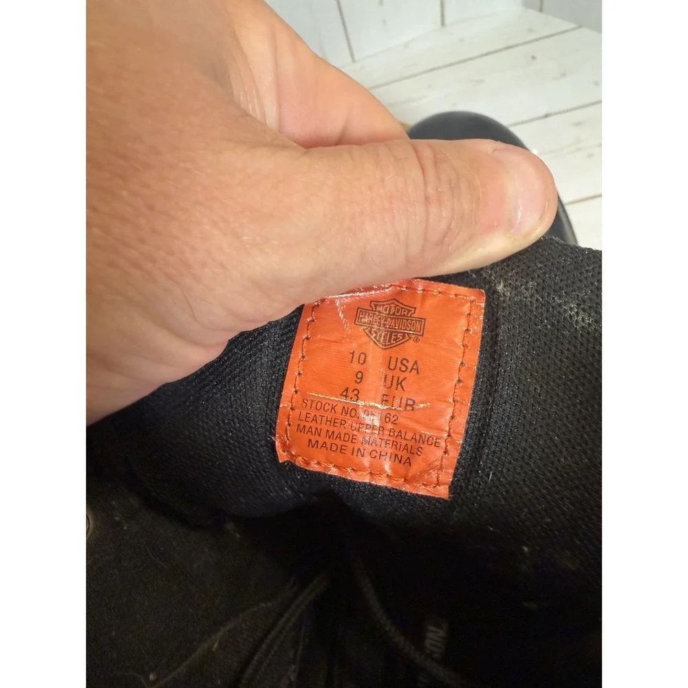Harley Davidson Men Black Leather Motorcycle Boots Side Zip D95162 Size 10M